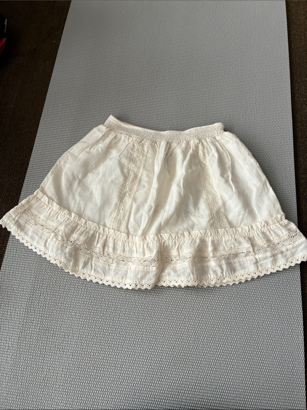 Anine Bing Cream Lace-Trim Mini Skirt